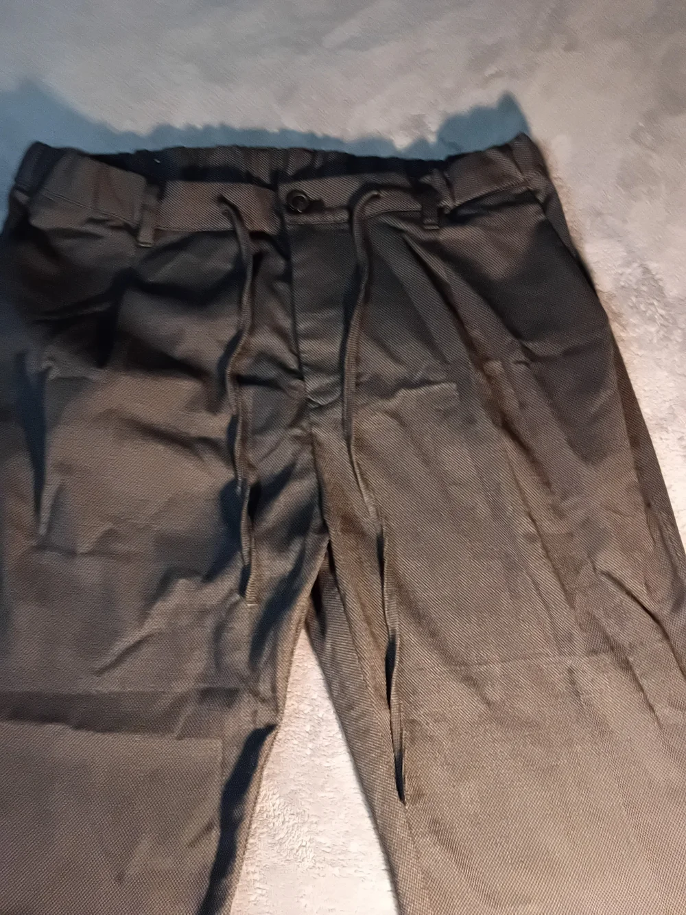 Zara Men's Textured Casual Trousers / Drawstring Pants Charcoal/Gray
